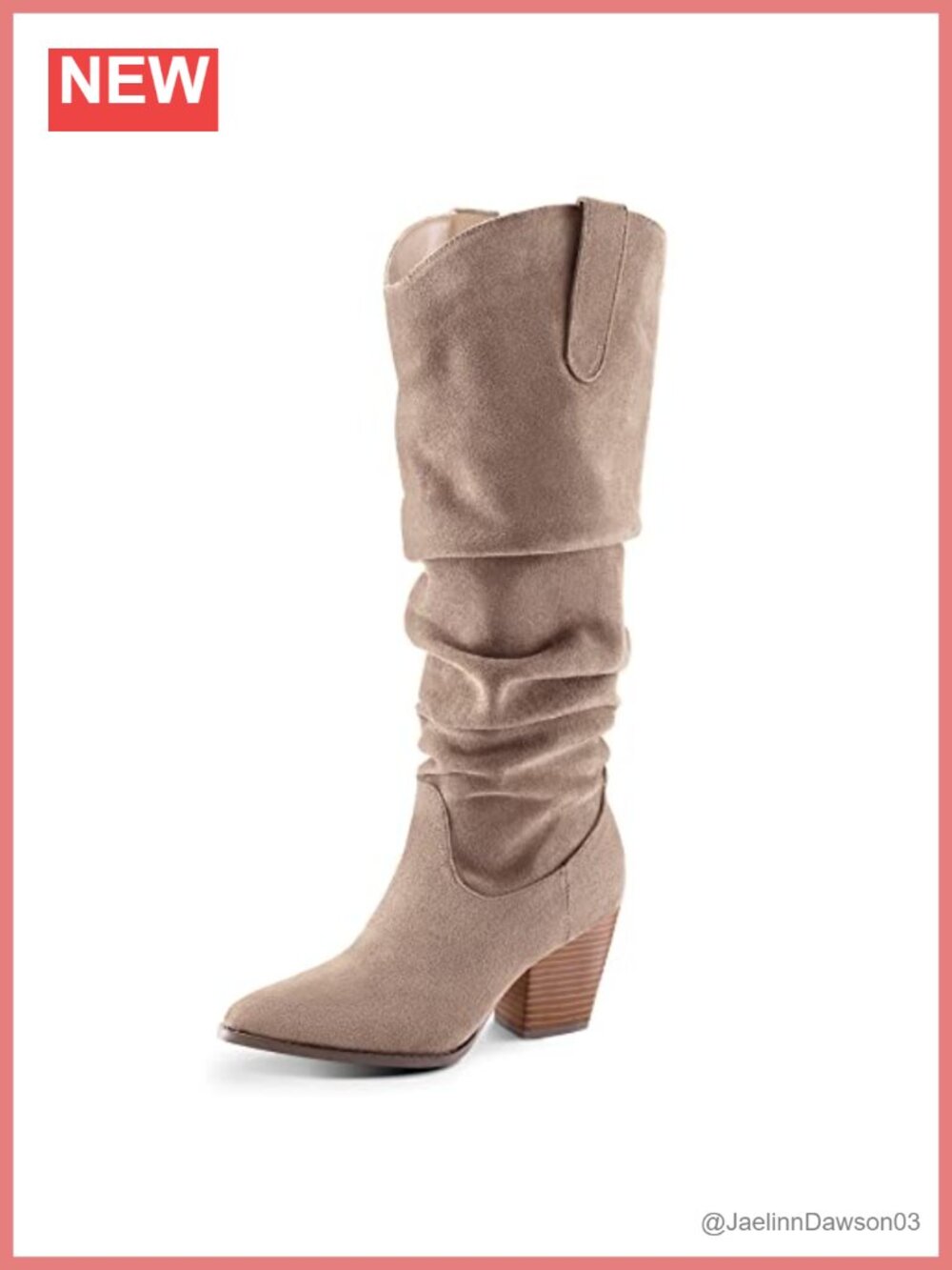 Faux Suede Slouchy Knee High Boots Pointed Toe Western Style